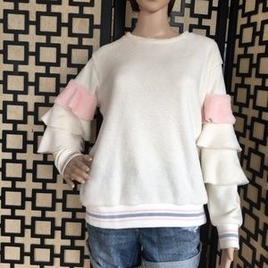 POL Ruffle Sleeve Sweatshirt